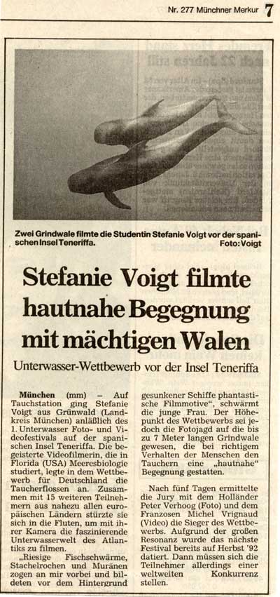 MUENCHNER MERKUR NEWSPAPER - Stefanie Voigt films wahles in Tenerife/Spain